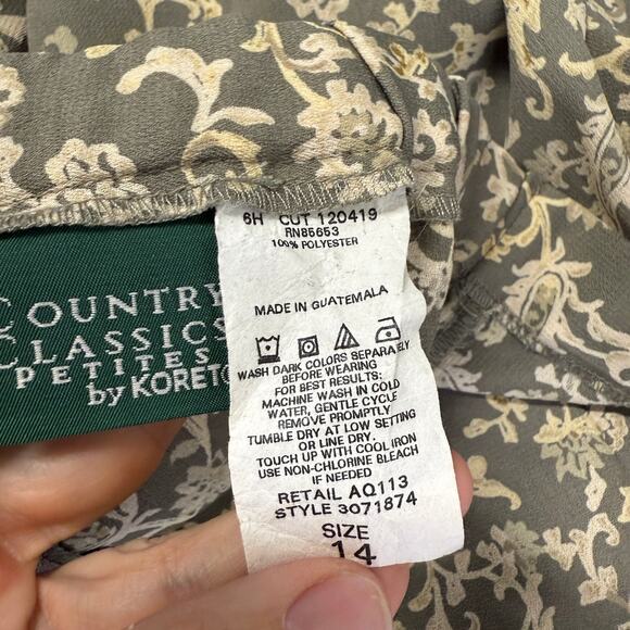 Vintage Country Classics Koret Petite Midi Skirt Size 14 Gray Paisley Neutral - Picture 5 of 5